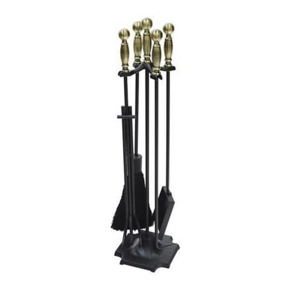 Achla Designs Minuteman International Carlisle Fireplace Set of 4 Tools, 30.5 Inch Tall, Antique Brass and Black