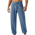 thumbnail image 2 of Pantalones largos para hombre, casuales, a la moda, con bolsillos, elásticos en los tobillos, color liso, cintura elástica, pantalones deportivos para hombre., 2 of 4