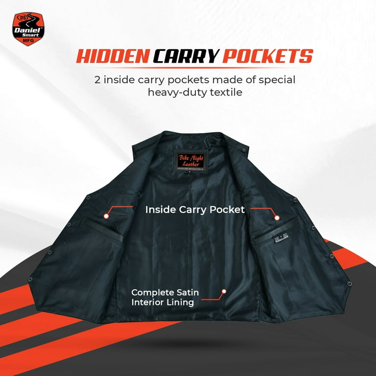 Leather Vest Daniel Smart Biker Vest For Men Economy Cowhide Black