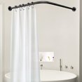 thumbnail image 2 of Misounda Tringle de Rideau de Douche en L, Coins Courbés Réglables, Tringles de Rideau de Douche à Perçage, Installation en Acier Inoxydable 27.5-39.4Ã-35.4-47.2 avec 24 Anneaux de Douche pour Salle de Bain, Baignoire, Magasin de Vêtements - Noir, 2 of 10