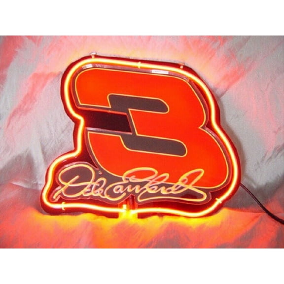 Queen Sense 14" Nascars Dale Earnhardts #3 3D Carved Neon Sign Acrylic Wall Decor Artwork Man Cave Pub Bar Handmade Neon Light WAC035