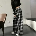 thumbnail image 3 of Womens Casual Plaid Baggy Jeans High Waisted Goth Grunge Pants Y2K Clothing Drawstring Pants Streetwear, 3 of 7