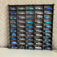 thumbnail image 2 of SERRACraftsStudio Toy Car Wall Shelf, Hotwheels, Matchbox Compatible, Display Case for 50 Cars Old Black, 2 of 6