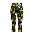 thumbnail image 4 of SCRAWLGOD Daisy Leaf Bubble Black High Waisted Capri Leggings with Pockets for Women, Breathable Butt Lifting Leggings, Comfy Slim Active Yoga Pants for Cycling Workout, 3XL, 4 of 7