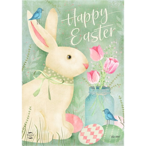 Briarwood Lane Garden Flag 12x18 For Outdoor Easter Bunny and Tulips Primitive For Easter Garden Flag Flags For Outside