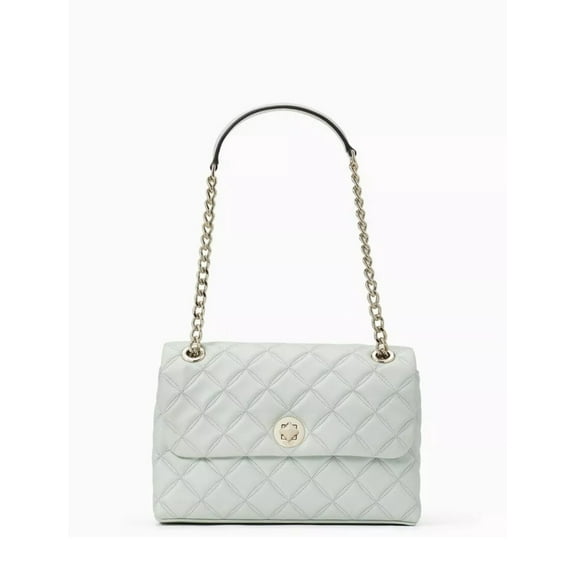 KATE SPADE NATALIA MEDIUM FLAP CROSSBODY SHOULDER CRYSTAL BLUE LEATHER BAG