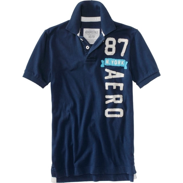 Aeropostale N. York Rugby Polo para Hombre, Azul, XS