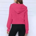 thumbnail image 3 of Bibifish Womens Hoodies Bold Solid Color Half Zip Thumb Hole Hooded Sweatshirts Cropped Loose Fit Pullover Tops For Ladies, 3 of 5