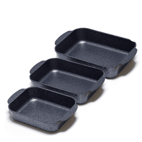 S·KITCHN Set of 3 Nonstick Roasting Pan Baking Dishes for Lasagna, Casserole and Bread Baking Pan, Large & Deep Lasagna Pan with Handles