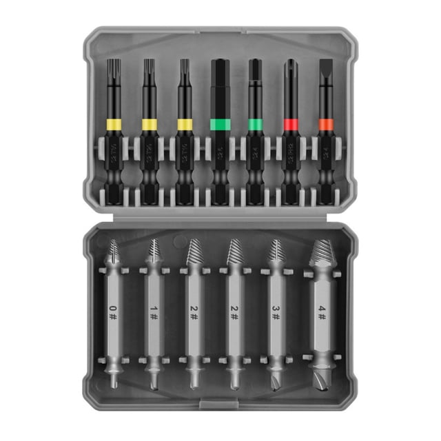 13Pcs Mini Damaged Bolts Remover Tool Steel Broken Speed Out Damaged Screw Extractor Drill Bit Screw Extractor Set For Slippery Broken Damaged and Rusted Screws