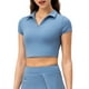 thumbnail image 1 of Camiseta corta deportiva para mujer, camisetas ajustadas de manga corta para entrenamiento Abanopi Azul/L, 1 of 7