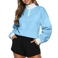 thumbnail image 5 of Women Half Zip Sweatshirt with Neck and Contrast Casual Sporty Pullover Top, 5 of 8