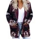 thumbnail image 2 of Chaquetas y abrigos casuales de manga larga sin capucha para mujer, con estampado étnico, cuello en V, manga larga, con capucha, abrigos casuales finos, top de poliéster para mujer, 2 of 6