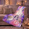 thumbnail image 6 of Adorable Kittens Watercolor Peonies Dreamy Pastel, Cozy Pet Portrait Pattern, Warm Flannel Blanket for Living Room and Bedroom, Cat Lovers Valentine's Day Gift, Pet Lover Home Decor, 6 of 9