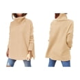 thumbnail image 3 of Suéteres de Cuello Alto de Gran Tamaño para Mujer, Larga de Murciélago, Dobladillo Abierto, Túnica, Suéter de Punto, Tops Caqui XXL, 3 of 7