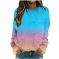 thumbnail image 2 of YueHuiYing Women's Fashionable Printed Warm Round Neck Long Sleeved Pullover Off Shoulder Sweatshirts Graphic Top, 2 of 5