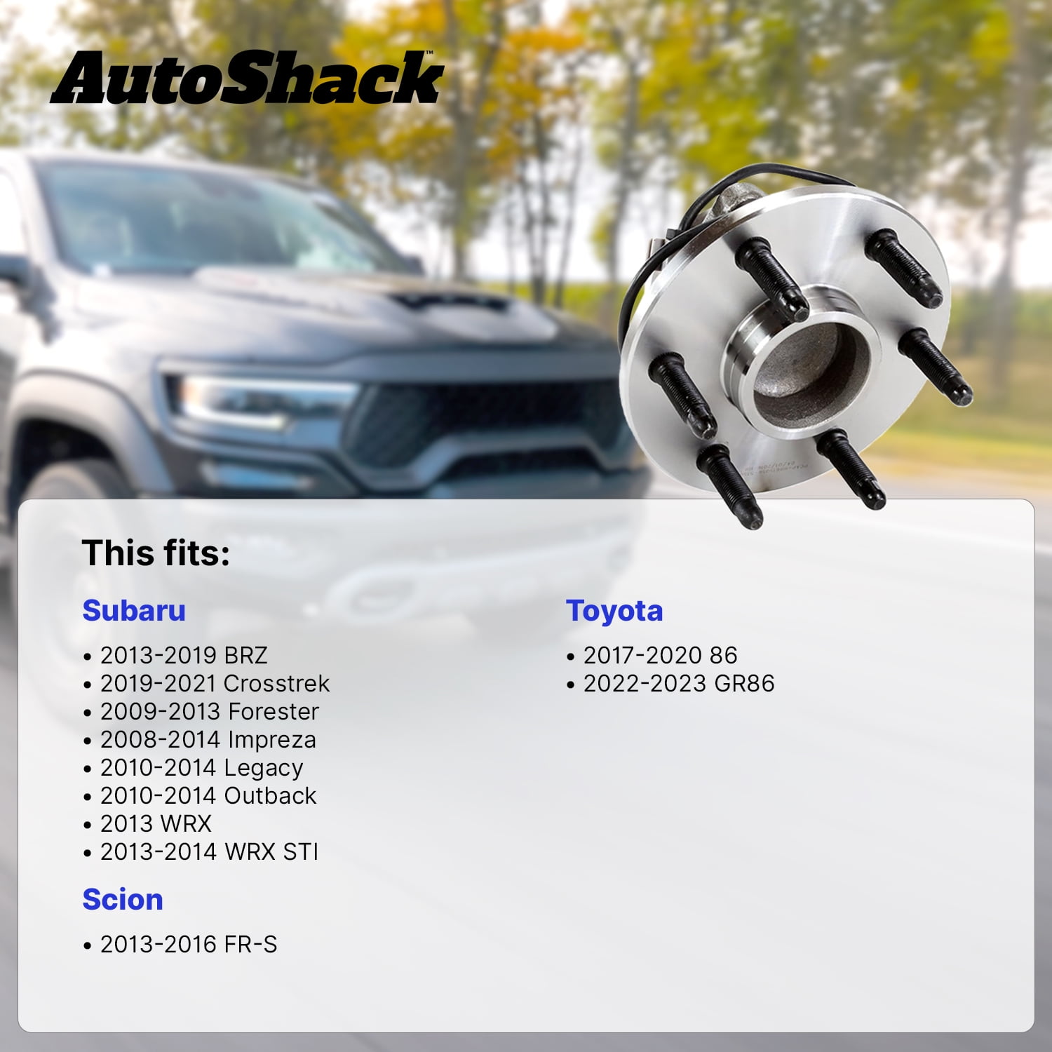 AutoShack Rear Wheel Hub Bearing Assemblies - Driver and Passenger Side for Subaru, Outback 2010-2014 Crosstrek 2019-2021 Impreza 2008-2014, AWD H4 2.0L 2.5L H6 3.6L - 5-Lug, With ABS