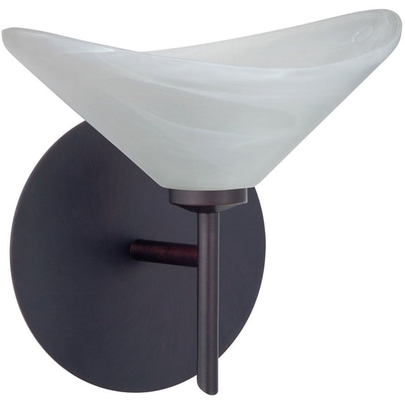 1SW-191352-LED-BR Besa Lighting Hoppi-One Light Mini Wall Sconce-7.5 Inches Wide by 6 Inches High-Bronze Finish-Marble Glass Color-LED Lamping Type