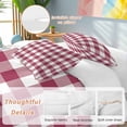 thumbnail image 2 of 3 Piece Plaid Red, Duvet Cover Set Full Size, Microfiber Comforter/Quilt Cover with Corner Ties and 2 Pillowcases, Abstract Minimalistic Geometric Lattice All Season Soft Bedding with Zipper Closure, 2 of 8