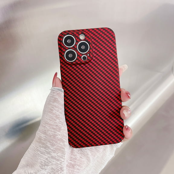 Dteck Compatible for iPhone 13 6.1 inch Case,Shockproof Hybrid Rubber Carbon Fiber Pattern Lightweight Fit Slim TPU Protective Cover.For iPhone 13,Red