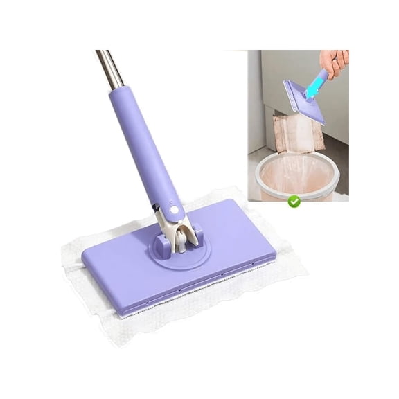 Clip-On Microfiber Mop with 10 Reusable Pads, No Bucket Needed for Quick Cleaning