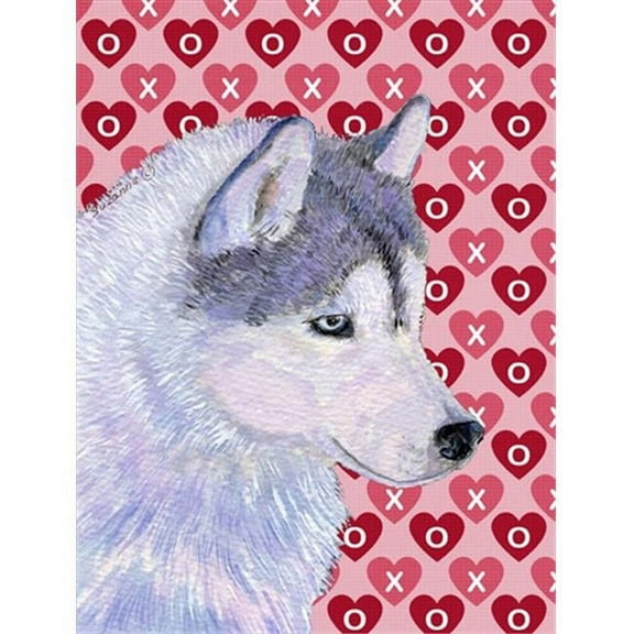 11 x 15 In. Siberian Husky Hearts Love Valentines Day Flag, Garden Size