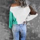 thumbnail image 2 of Gibobby SuéTer Para Invierno Mujer Suéter de punto de manga larga con cuello en O de patchwork informal para mujer(Blanco,M), 2 of 5