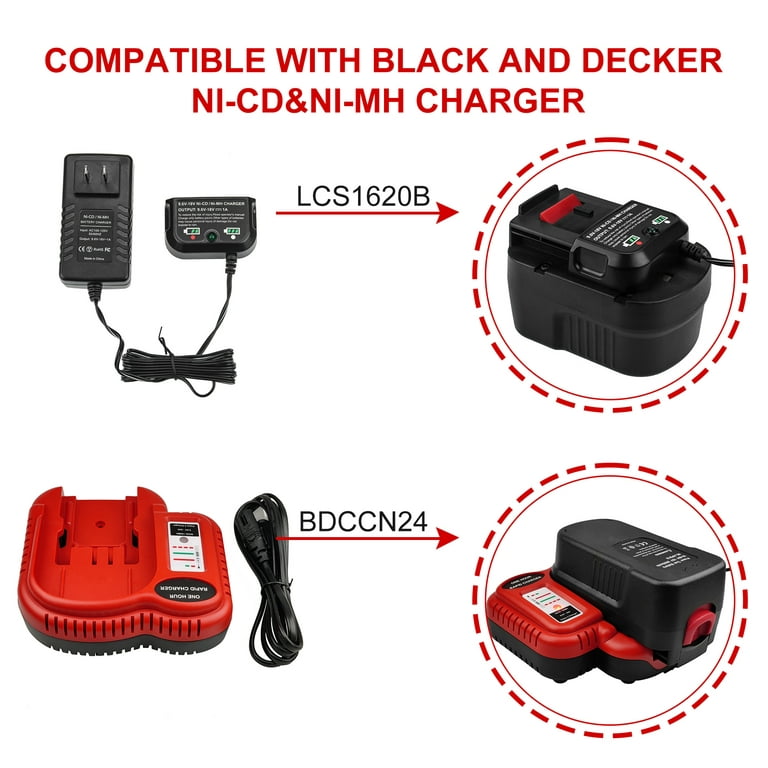 for BLACK+DECKER 14.4 Volt Slide Pack Battery Charger HPB14