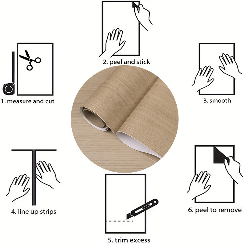 PVC Wood Grain Self Adhesive Wallpaper Peel and Stick Waterproof Vinyl Liner Removable Easy Install Rustic Wood Look Roll 23.62in*118/ 197in