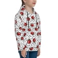 thumbnail image 3 of Pofeuu Red Ladybugs On Black Dotted Print Kids Pullover Hoodies Warm Thick Hooded Sweatshirt with Packet for Boys Girls-X-Large, 3 of 6