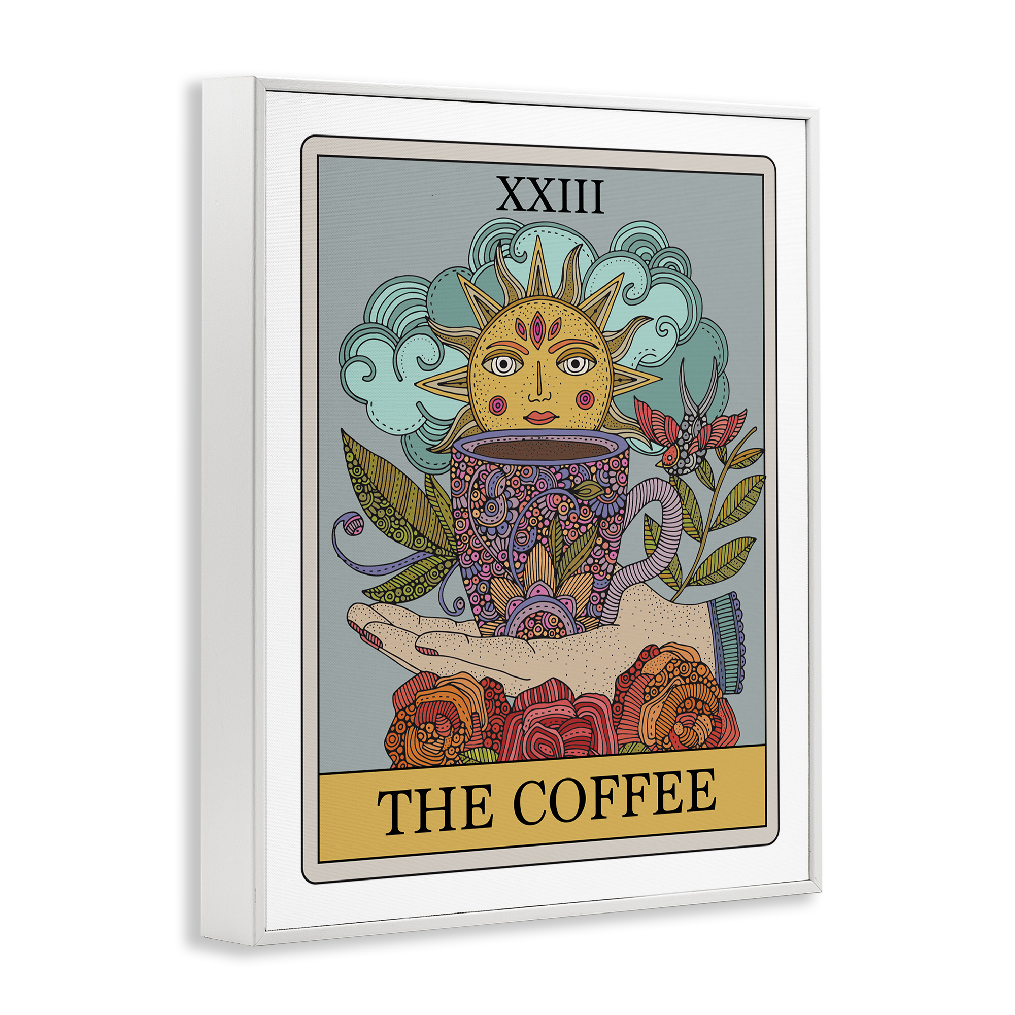 Stupell Industries The Coffee Tarot Food & Beverage Painting White Framed Art Print Wall Art, 11 x 14