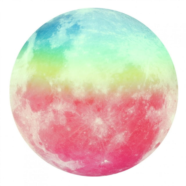 Adhesivo de pared brillante con forma de luna luminosa de 30cm, decoración del hogar para habitación de niños, dormitorio (luz verde colorida)