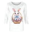 thumbnail image 5 of Tauxra Easter Print T-Shirt for Women, Loose Fit Casual Round Neck Three-Quarter Sleeve Pullover Top for Spring and Summer, 5 of 5