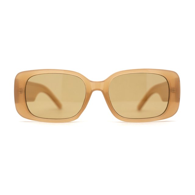 Womens Mod Rounded Rectangle Plastic Sunglasses Beige Brown