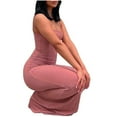thumbnail image 4 of Women's Maxi Dress Slim Fit Spaghetti Strap Sleeveless Long Dresses Solid Color Bodycon Dress Sexy Fish Tail Dress Party Evening Prom Maxi Dress, 4 of 6