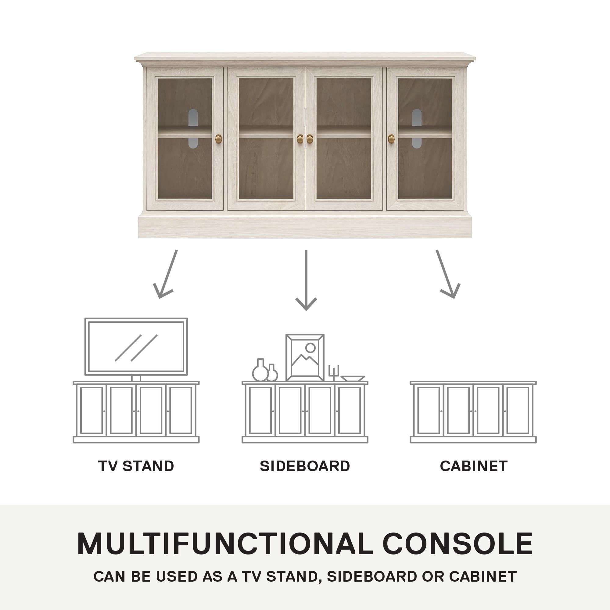 Ameriwood Home Convertax Console for 65" TVs, White Oak