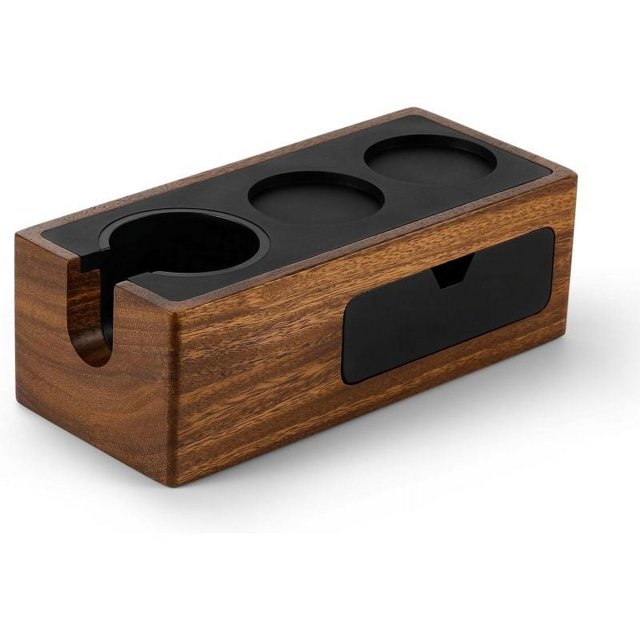 Estación de manipulación de café expreso, soporte de madera para portafiltro de café de 51/53/58mm, soporte de compactación para Espresso con cajón magnético