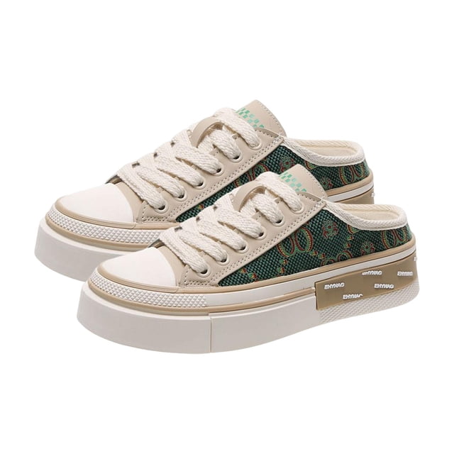 Zapatillas de deporte sin espalda para mujer, zapatos de lona, mocasines, zapatillas bajas, zapatos para caminar, para vestir, senderismo, pantalones Verde 24-24.5 Salvador Zapatilla informal