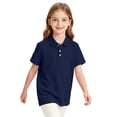 thumbnail image 4 of Girls School Uniform Polo Shirt Casual Summer Comfy Soft Short Sleeve Knit Top Back to School Outfit, 4 of 7
