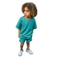 thumbnail image 3 of Huowey Baby Toddler Kids Boys Girls 2PCS Tracksuit Summer Outfits Solid Color Short Sleeve T-Shirt With Shorts Sets Soft Dailywear, 3-4 Years, 3 of 8