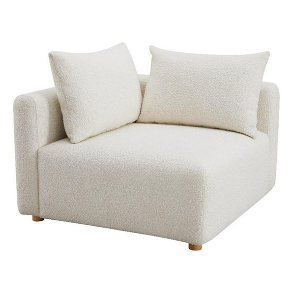 Pemberly Row Contemporary Cream Upholstered Modular Corner Chair