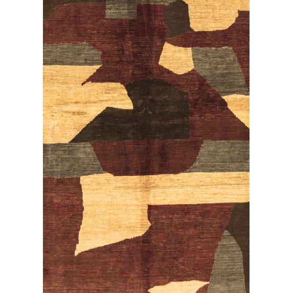 Ahgly Company Indoor Rectangle Abstract Brown Modern Area Rugs, 8' x 10'