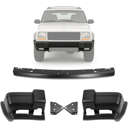 Kojem Front Bumper Face Bar   End Cap  Mounting Brackets for 1997-2001 Jeep Cherokee Sport 6 Cyl 4.0L