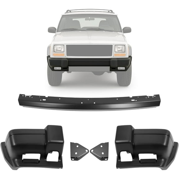 Kojem Front Bumper Face Bar   End Cap  Mounting Brackets for 1997-2001 Jeep Cherokee Sport 6 Cyl 4.0L