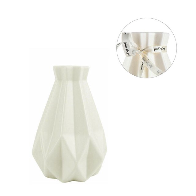 Billuyoard Florero de decoración para el hogar, jarrón de plástico blanco, maceta de cerámica de imitación, cesta de flores, jarrones de decoración Decoración del hogar 3505 blanco leche Billuyoard HA001856-04