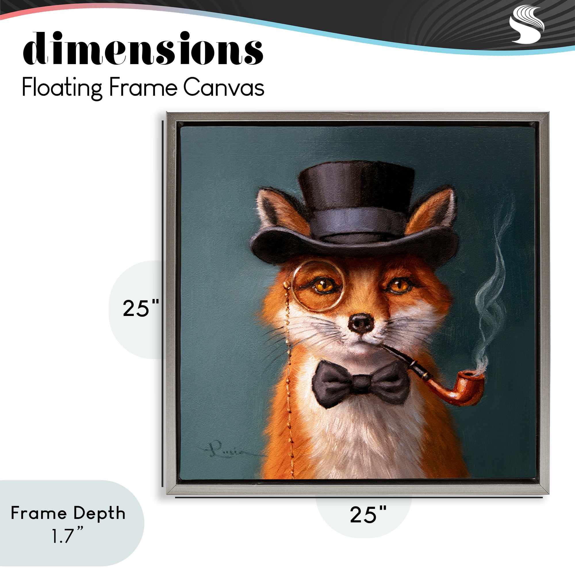 Stupell Industries Charming Dapper Fox Gray Framed Floater Canvas Wall Art, design by Lucia Heffernan