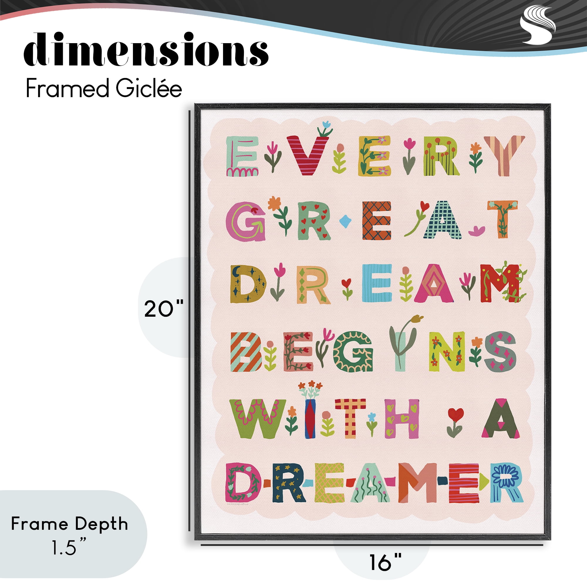 Stupell Industries Every Great Dream Black Framed Giclee Art, design by Kamdon Kreations