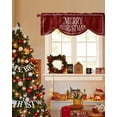 thumbnail image 4 of Merry Christmas Tie Up Valances Curtain, Vintage Dark Red Wood Grain Frame Adjustable Rod Pocket Short Window Treatment Tie Up Curtains Valances for Kitchen Living Room Bathroom 42x18 Inches, 4 of 9