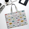 thumbnail image 6 of Honeii Hello Print Canvas Tote Bag with Compartments Laptop Tote Bag Large Tote Bag, 6 of 8