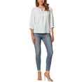 thumbnail image 2 of Blusa Boho para Mujeres INSPIRE CHIC con Estampado Floral, Cuello con Lazo, Manga 3/4, Tops Casual XS Blanco Azul, 2 of 6